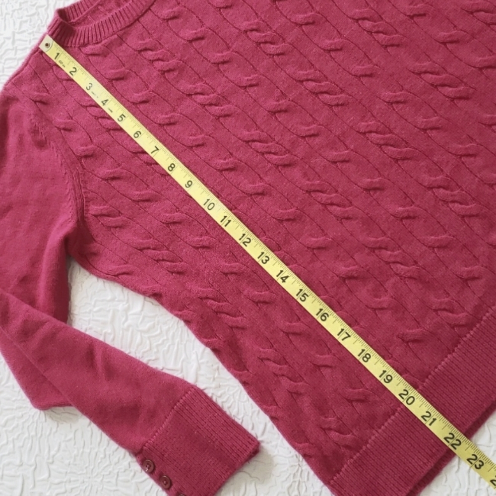 Talbots Petite Button Cuff Cable Knit Lambswool B… - image 8